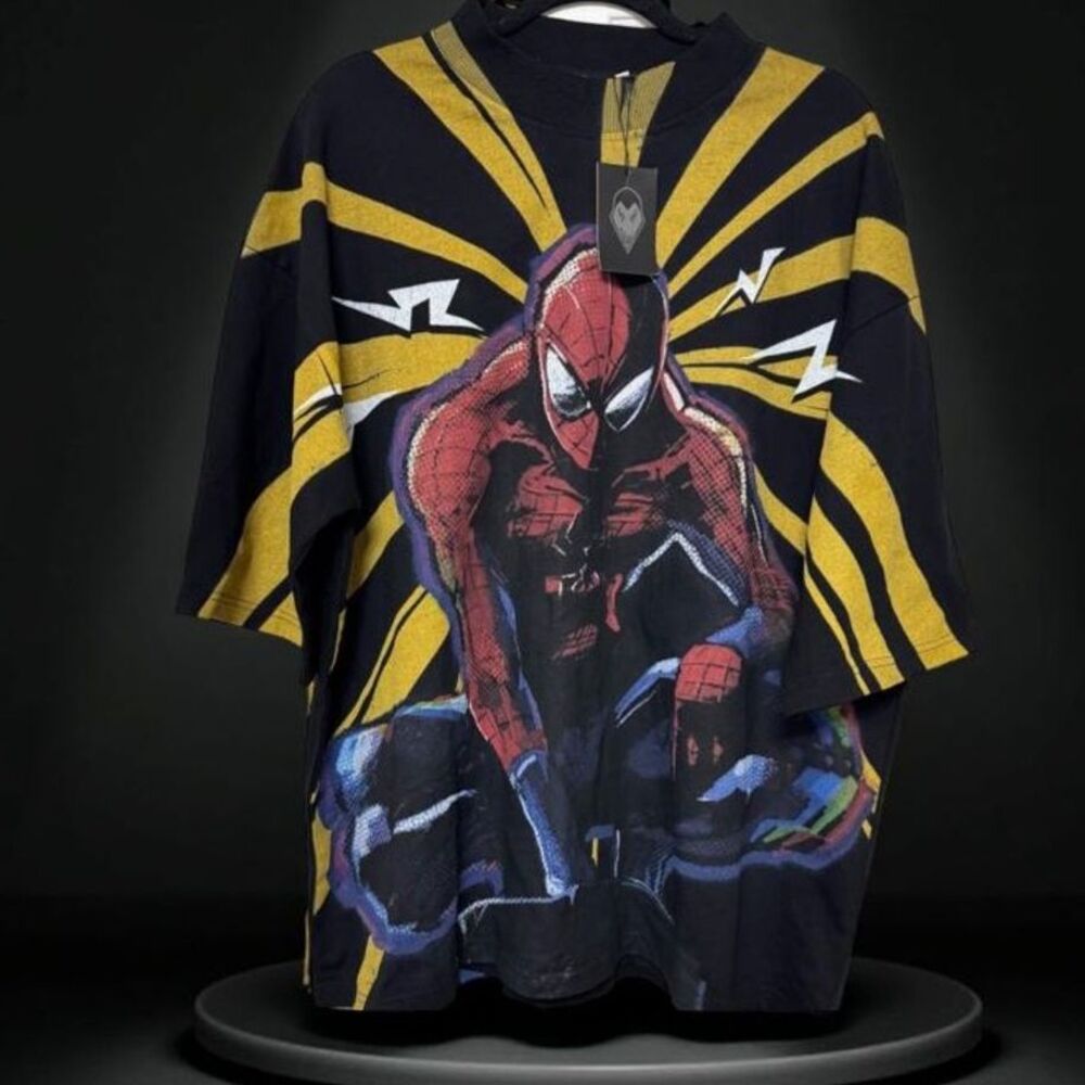 Spider-Man Arachnid TRIP Vigil Graphic T-Shirt XL NWT Black Cotton Tee